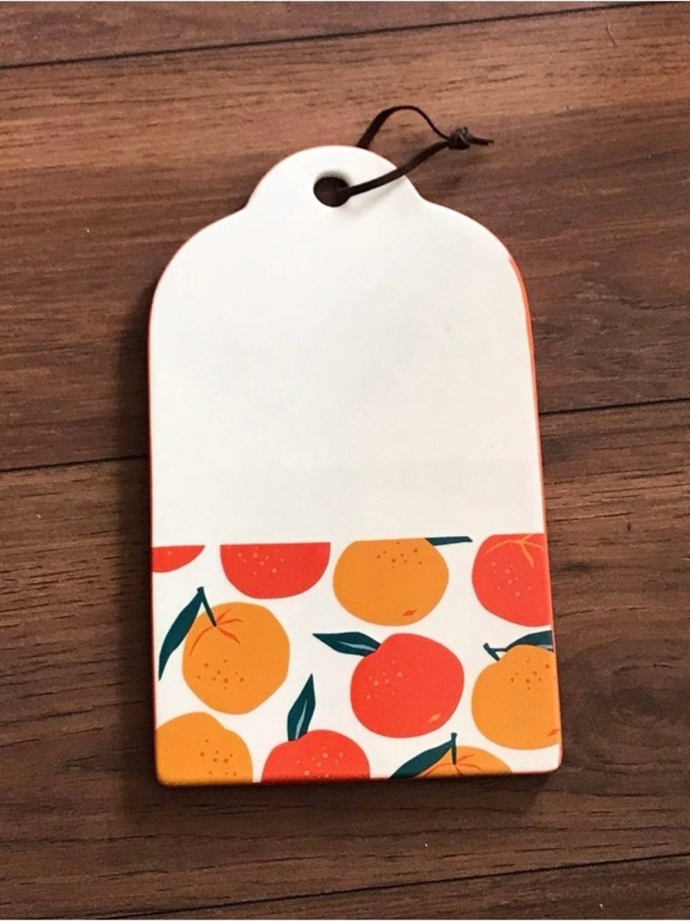Ceramic Cheese Board w/ Oranges Orange Fruit Design 12" x 7" w/ Hanging Strap